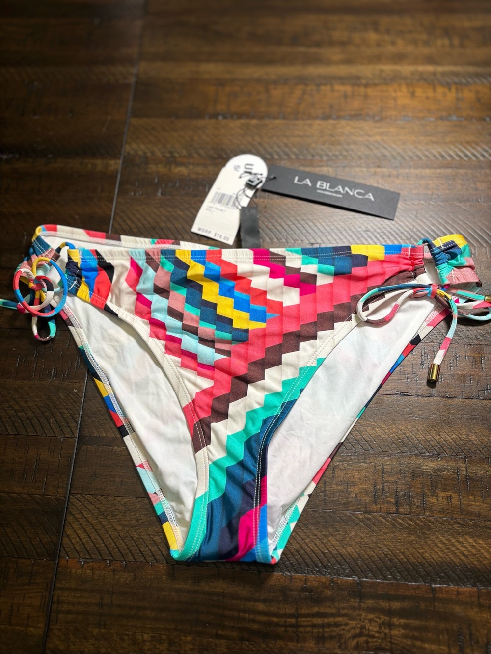 La Blanca Vibrant Chevron Tie-Side Bikini Bottom Size 12 #0039